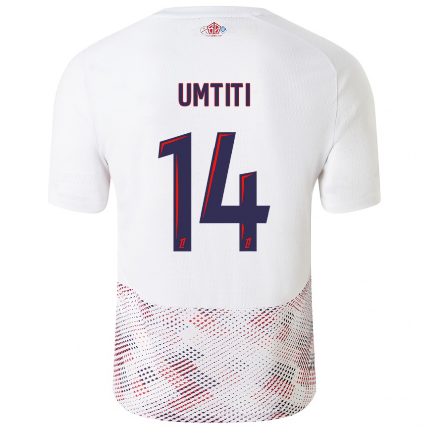 Kids Football Samuel Umtiti #14 White Royal Blue Away Jersey 2024/25 T-Shirt Za