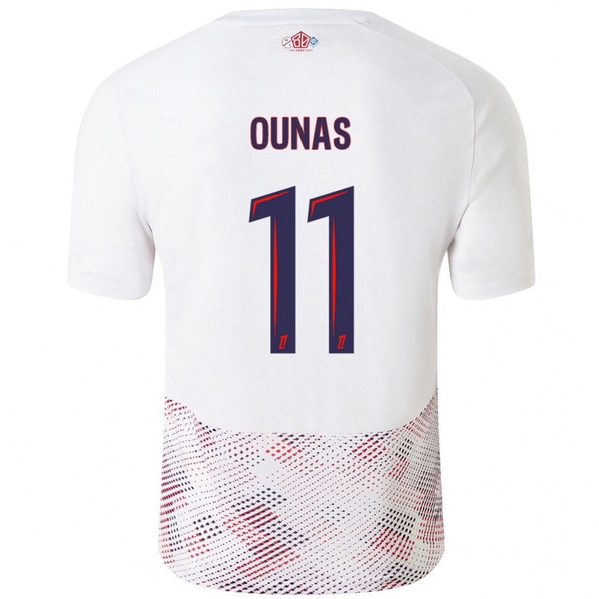 Kids Football Adam Ounas #11 White Royal Blue Away Jersey 2024/25 T-Shirt Za