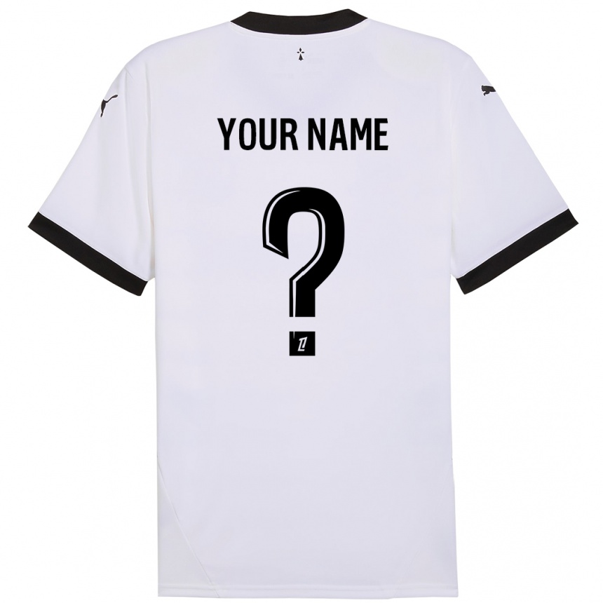 Kids Football Your Name #0 White Black Away Jersey 2024/25 T-Shirt Za