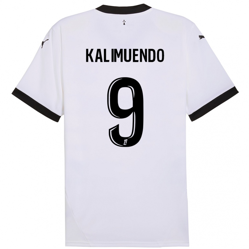 Kids Football Arnaud Kalimuendo #9 White Black Away Jersey 2024/25 T-Shirt Za