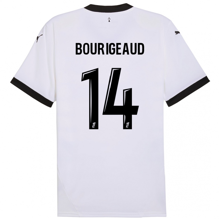 Kids Football Benjamin Bourigeaud #14 White Black Away Jersey 2024/25 T-Shirt Za