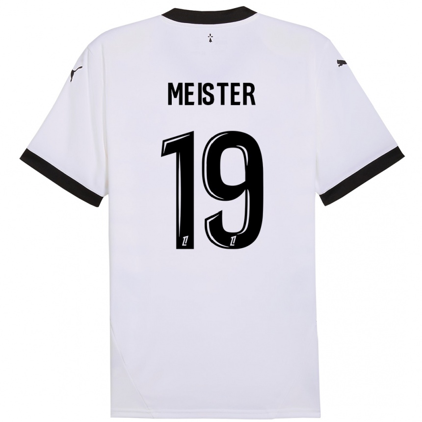 Kids Football Henrik Meister #19 White Black Away Jersey 2024/25 T-Shirt Za