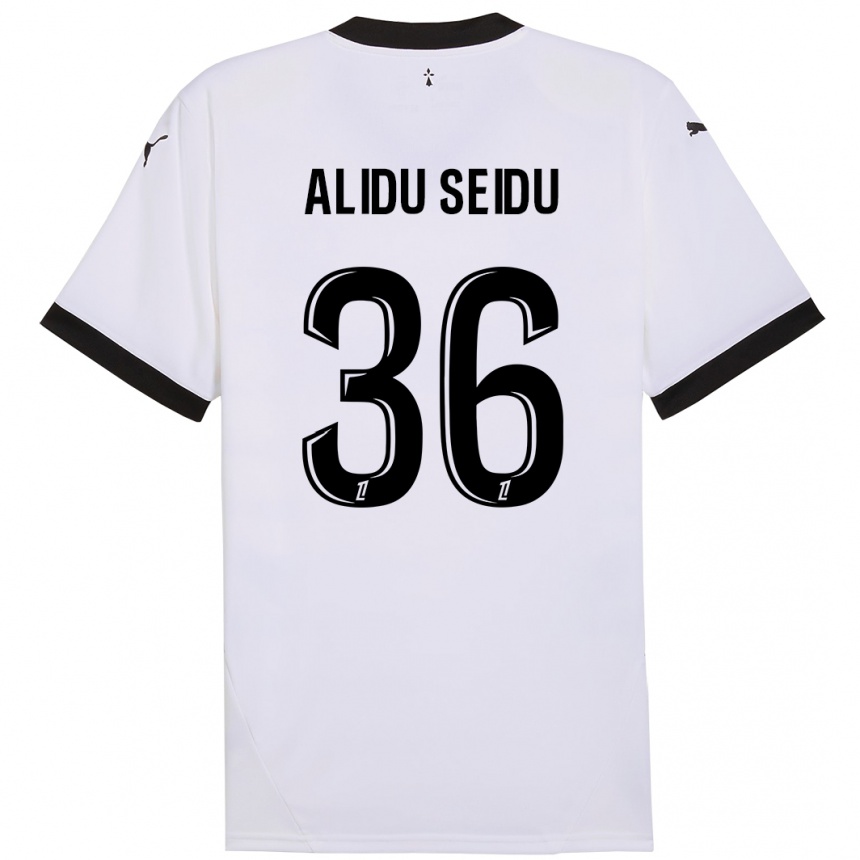 Kids Football Alidu Seidu #36 White Black Away Jersey 2024/25 T-Shirt Za