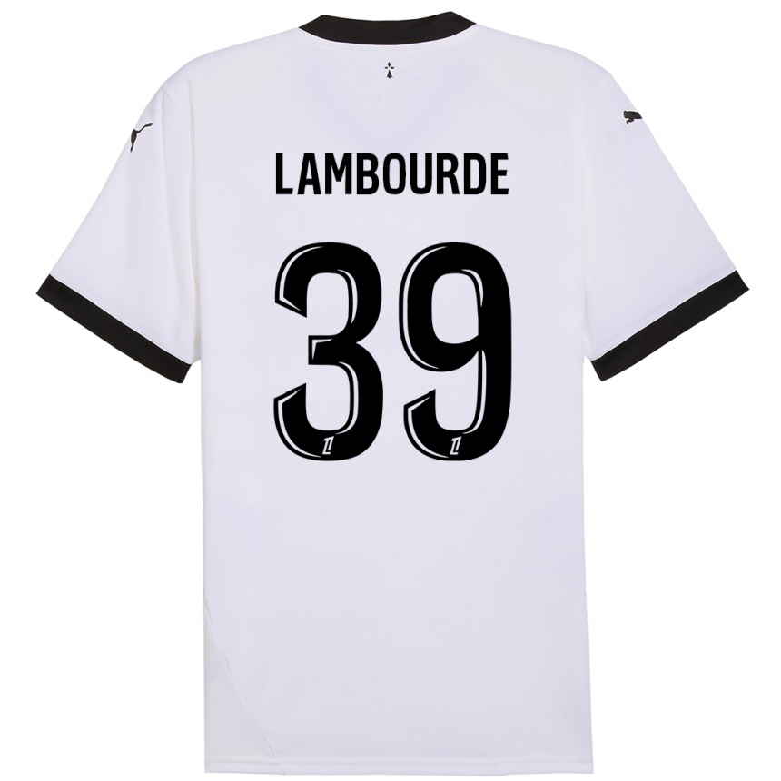 Kids Football Mathis Lambourde #39 White Black Away Jersey 2024/25 T-Shirt Za