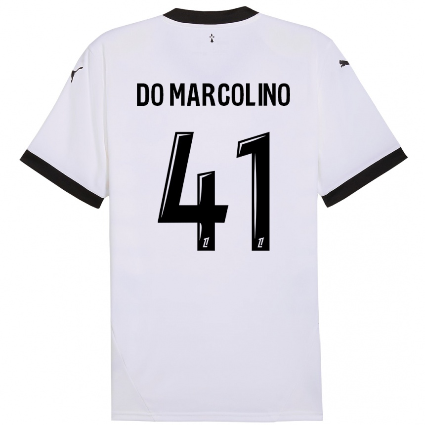 Kids Football Alan Do Marcolino #41 White Black Away Jersey 2024/25 T-Shirt Za