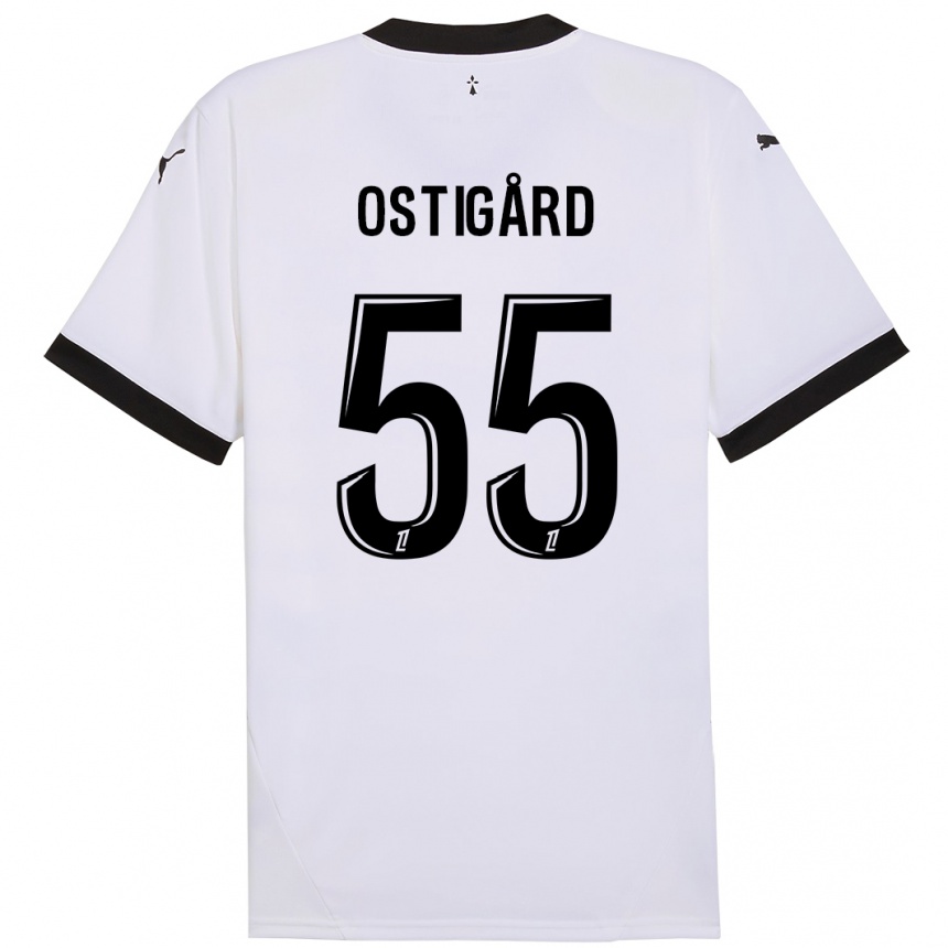 Kids Football Leo Ostigard #55 White Black Away Jersey 2024/25 T-Shirt Za