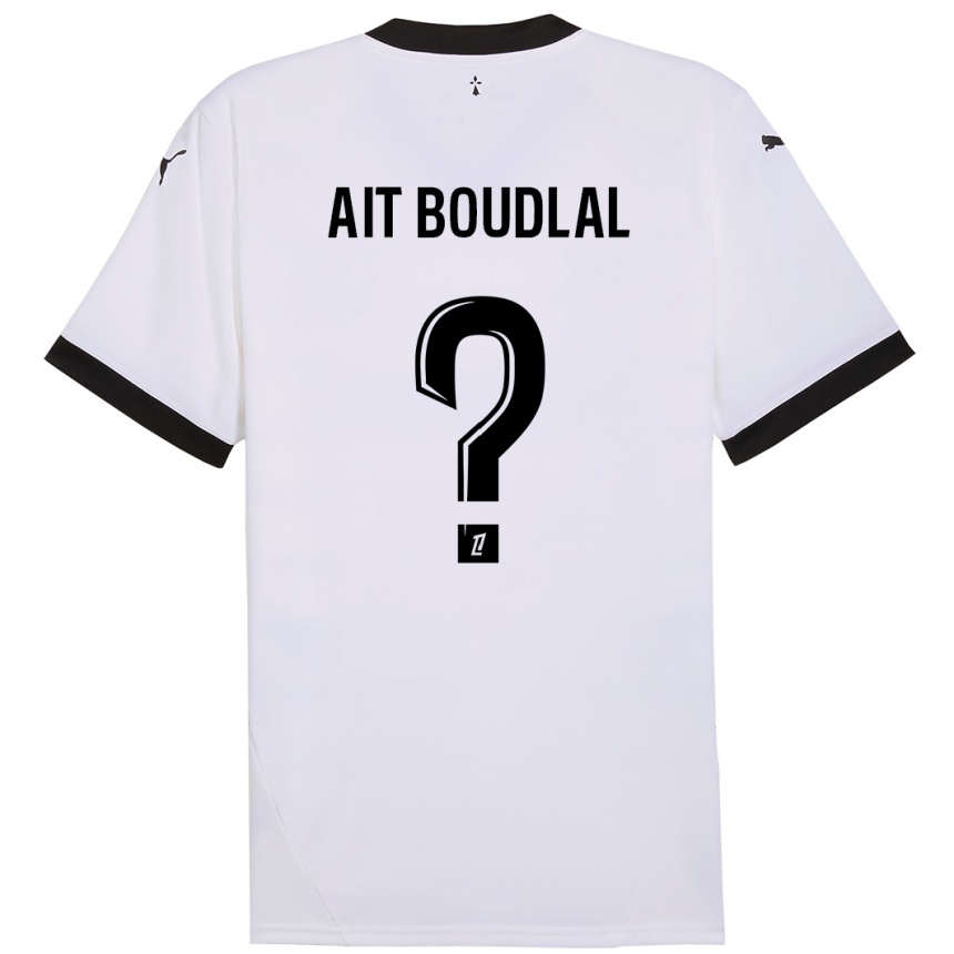 Kids Football Abdelhamid Ait Boudlal #0 White Black Away Jersey 2024/25 T-Shirt Za