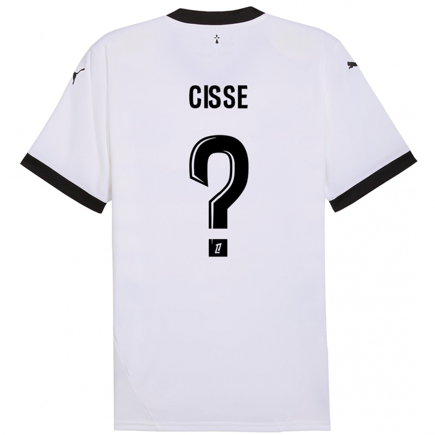 Kids Football Djaoui Cissé #0 White Black Away Jersey 2024/25 T-Shirt Za