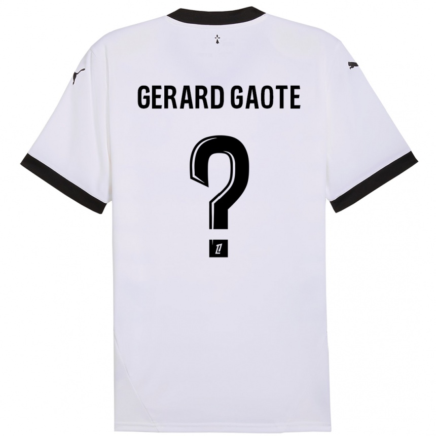 Kids Football Steven Gerard Gaote #0 White Black Away Jersey 2024/25 T-Shirt Za