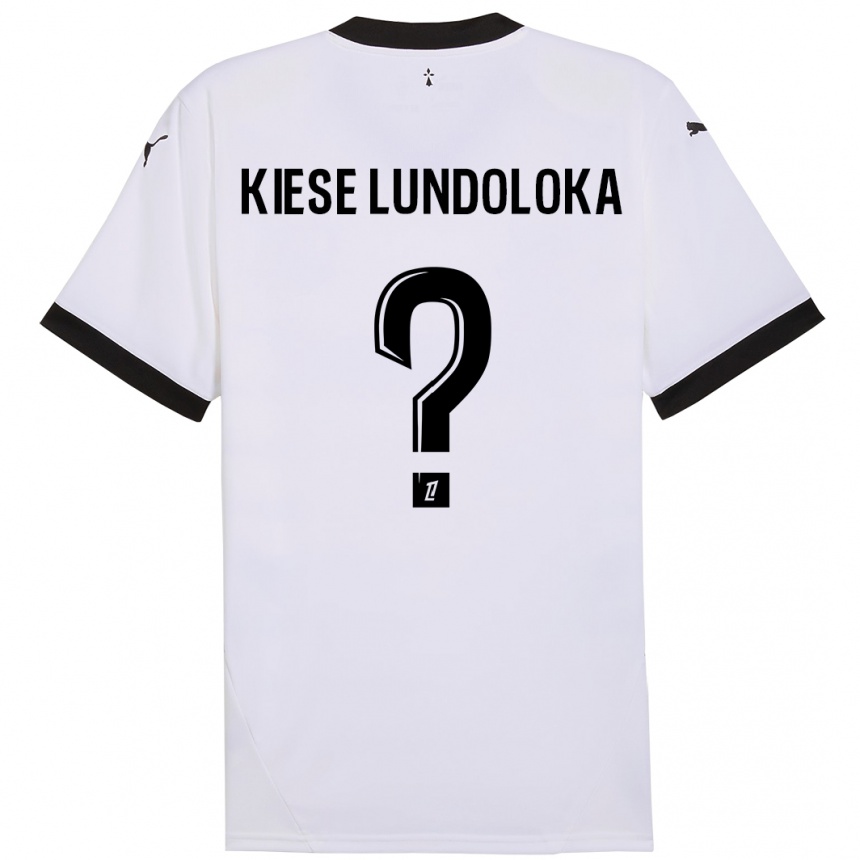 Kids Football Jeanslor Kiese Lundoloka #0 White Black Away Jersey 2024/25 T-Shirt Za