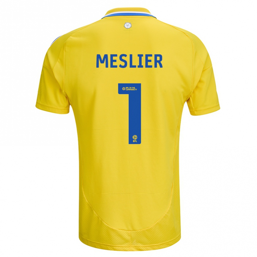 Kids Football Illan Meslier #1 Yellow Blue Away Jersey 2024/25 T-Shirt Za