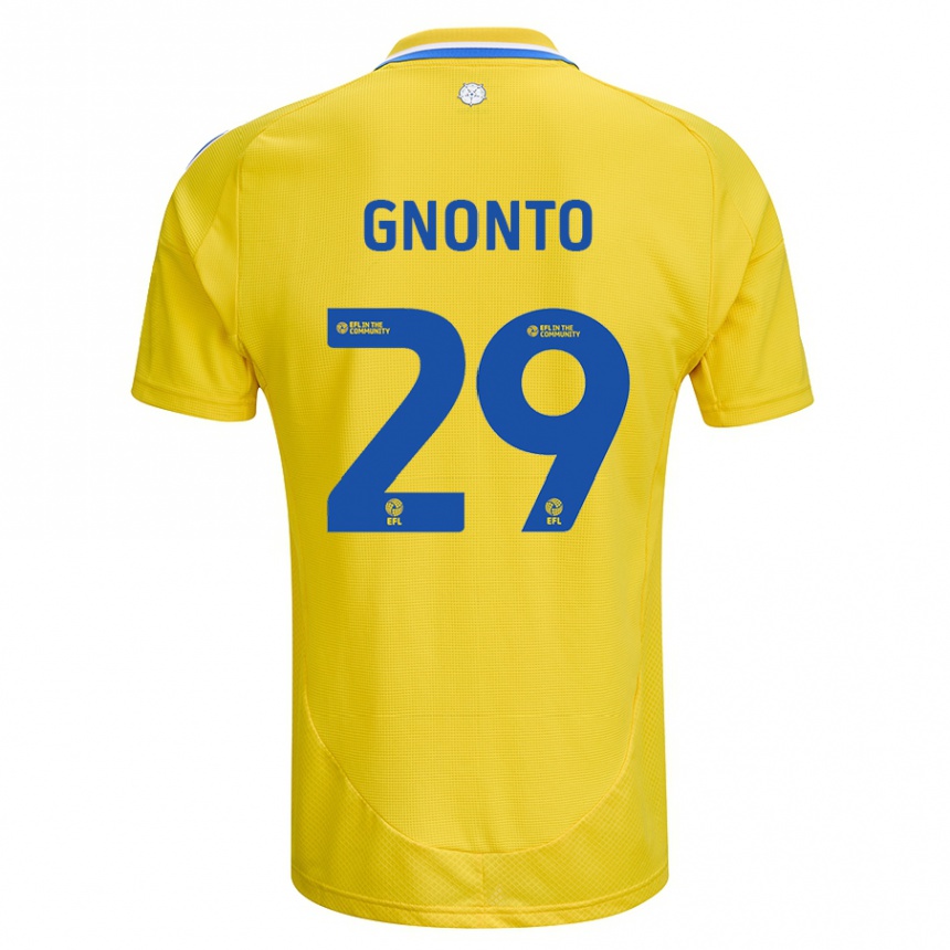 Kids Football Wilfried Gnonto #29 Yellow Blue Away Jersey 2024/25 T-Shirt Za