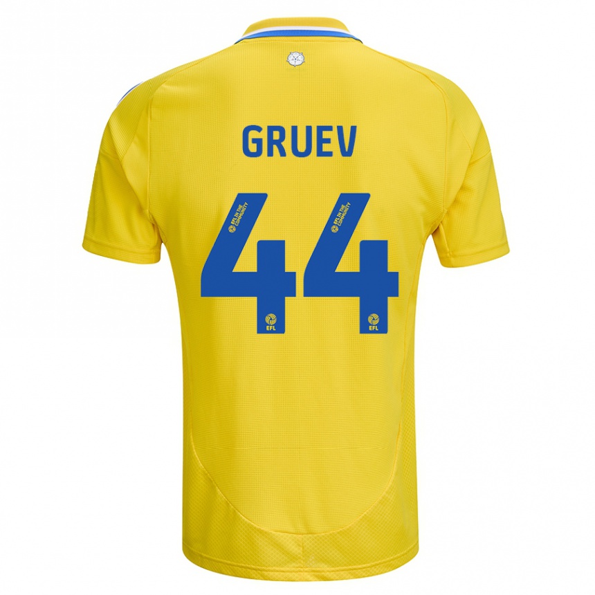 Kids Football Ilia Gruev #44 Yellow Blue Away Jersey 2024/25 T-Shirt Za