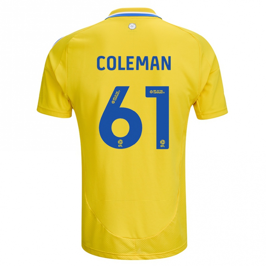 Kids Football Cian Coleman #61 Yellow Blue Away Jersey 2024/25 T-Shirt Za