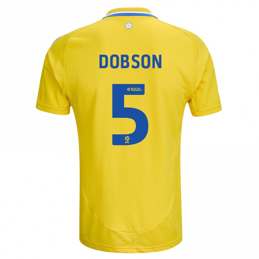 Kids Football Ellie Dobson #5 Yellow Blue Away Jersey 2024/25 T-Shirt Za