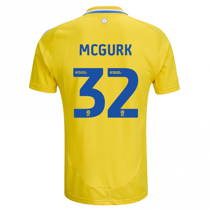 Kids Football Sean Mcgurk #32 Yellow Blue Away Jersey 2024/25 T-Shirt Za