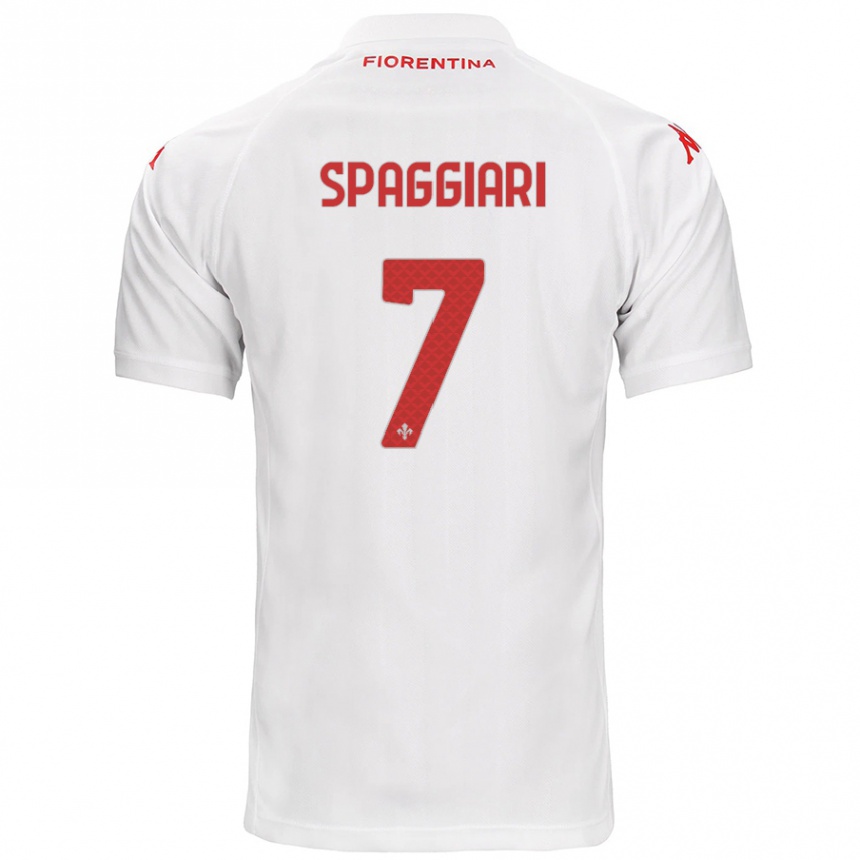 Kids Football Riccardo Spaggiari #7 White Away Jersey 2024/25 T-Shirt Za