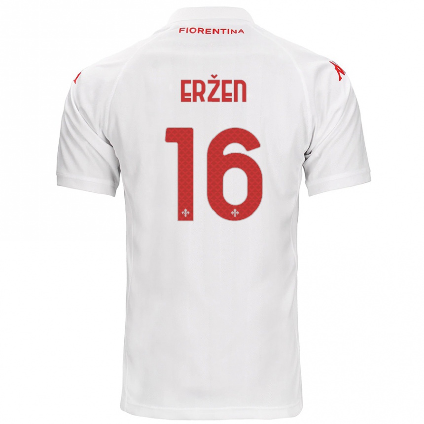 Kids Football Kaja Erzen #16 White Away Jersey 2024/25 T-Shirt Za