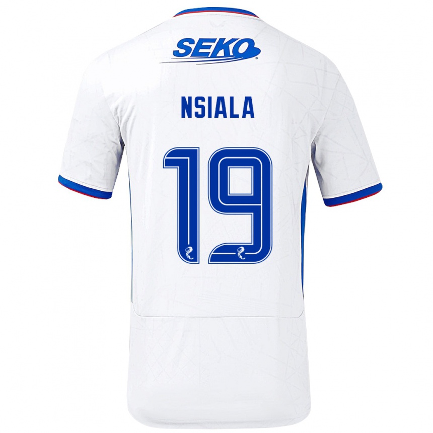 Kids Football Clinton Nsiala #19 White Blue Away Jersey 2024/25 T-Shirt Za