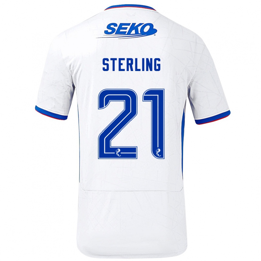 Kids Football Dujon Sterling #21 White Blue Away Jersey 2024/25 T-Shirt Za