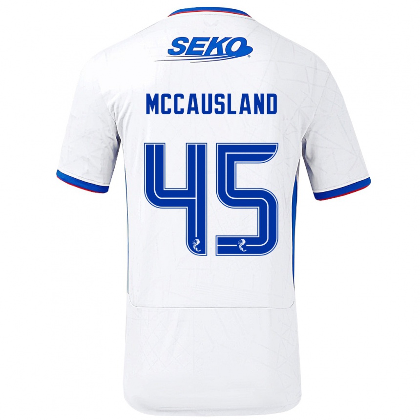 Kids Football Ross Mccausland #45 White Blue Away Jersey 2024/25 T-Shirt Za