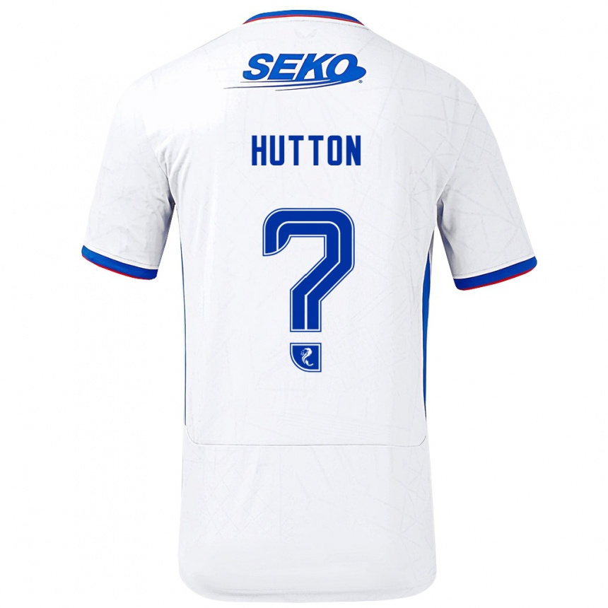 Kids Football Zander Hutton #0 White Blue Away Jersey 2024/25 T-Shirt Za