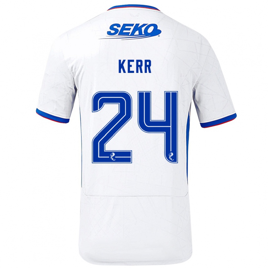 Kids Football Samantha Mary Kerr #24 White Blue Away Jersey 2024/25 T-Shirt Za