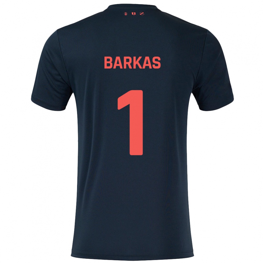 Kids Football Vasilios Barkas #1 Black Red Away Jersey 2024/25 T-Shirt Za