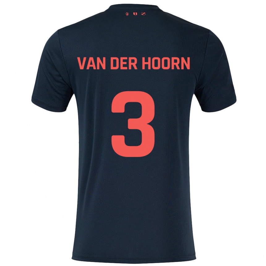 Kids Football Mike Van Der Hoorn #3 Black Red Away Jersey 2024/25 T-Shirt Za