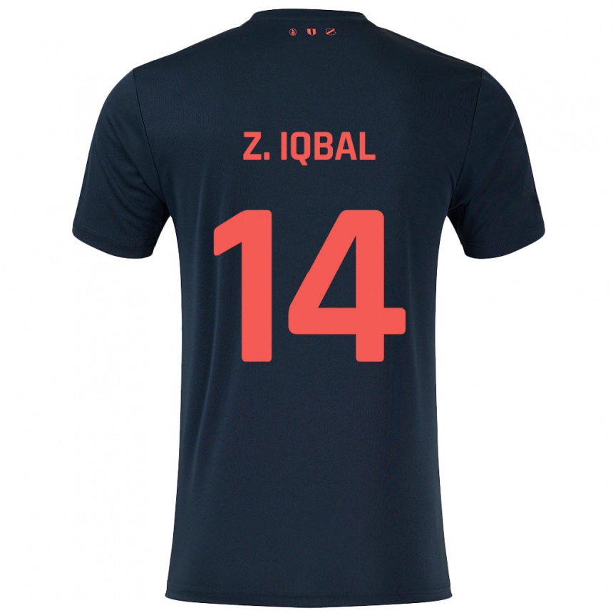 Kids Football Zidane Iqbal #14 Black Red Away Jersey 2024/25 T-Shirt Za