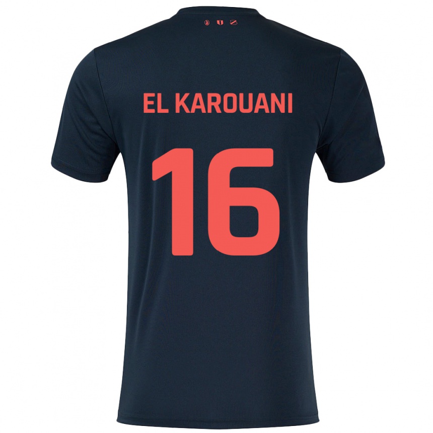 Kids Football Souffian El Karouani #16 Black Red Away Jersey 2024/25 T-Shirt Za