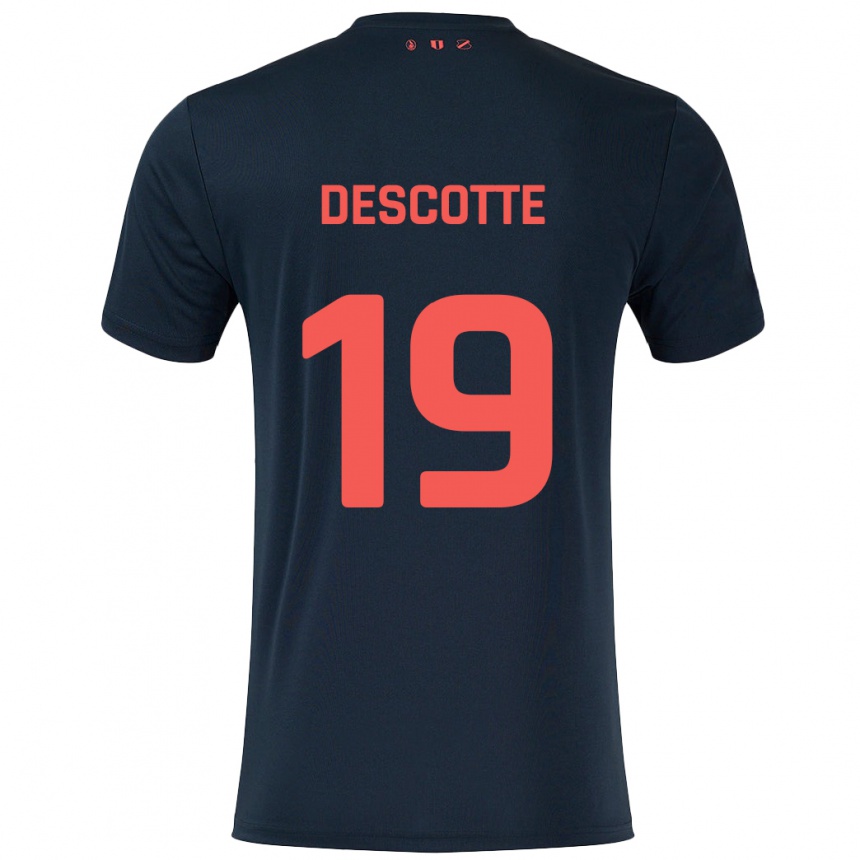 Kids Football Anthony Descotte #19 Black Red Away Jersey 2024/25 T-Shirt Za