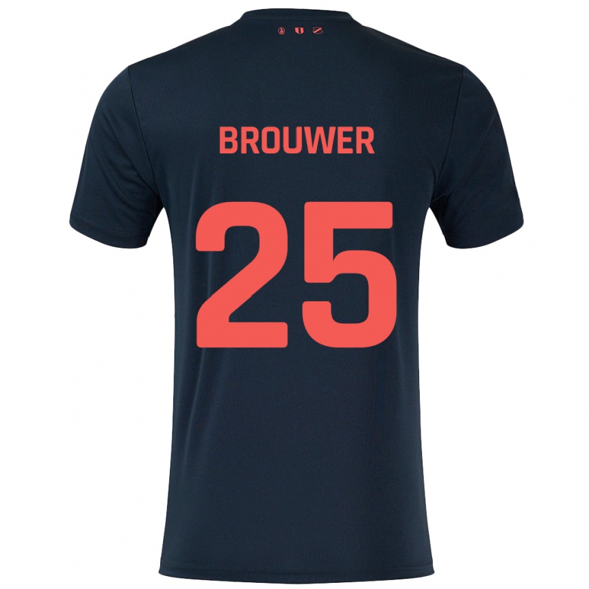 Kids Football Michael Brouwer #25 Black Red Away Jersey 2024/25 T-Shirt Za