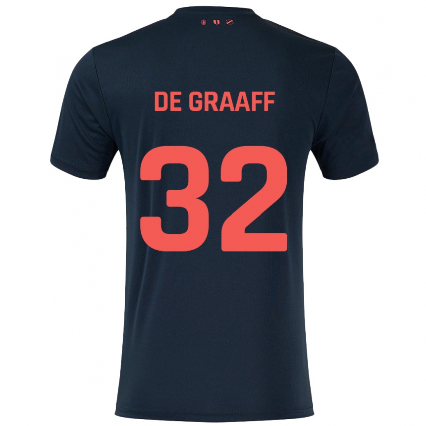 Kids Football Tom De Graaff #32 Black Red Away Jersey 2024/25 T-Shirt Za