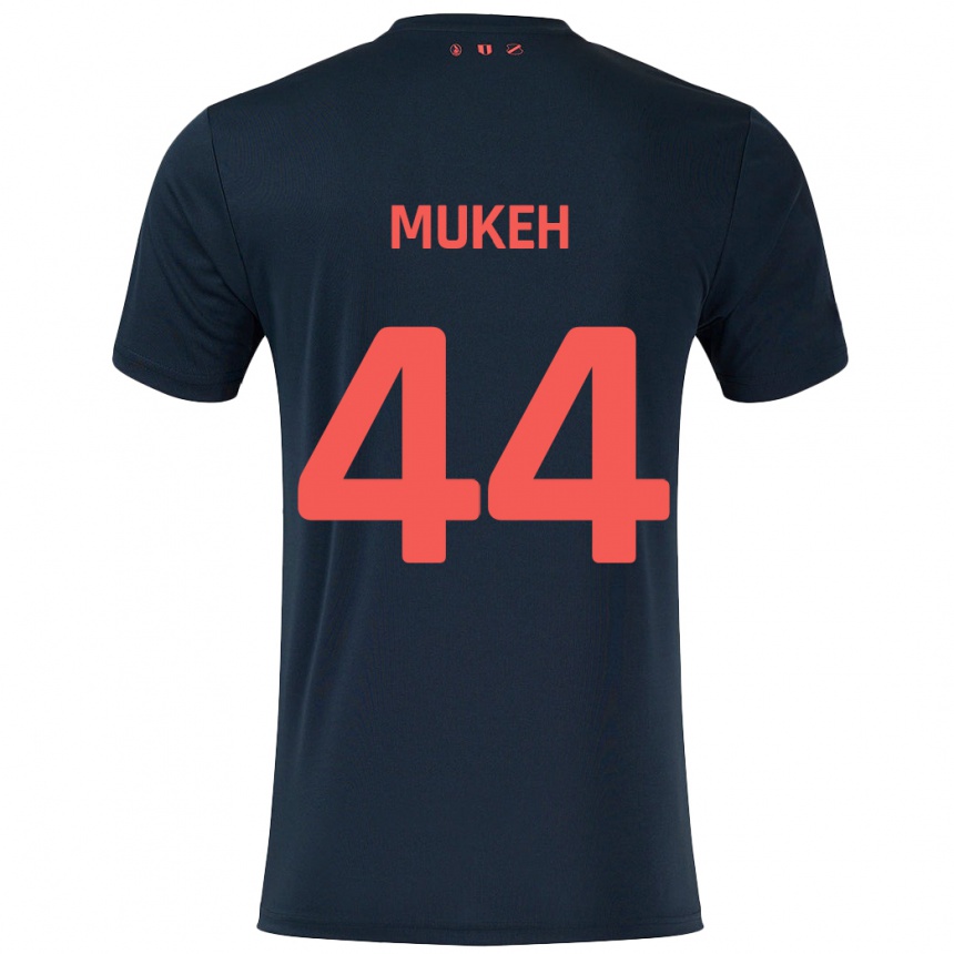 Kids Football Joshua Mukeh #44 Black Red Away Jersey 2024/25 T-Shirt Za