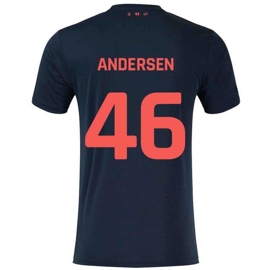 Kids Football Silas Andersen #46 Black Red Away Jersey 2024/25 T-Shirt Za