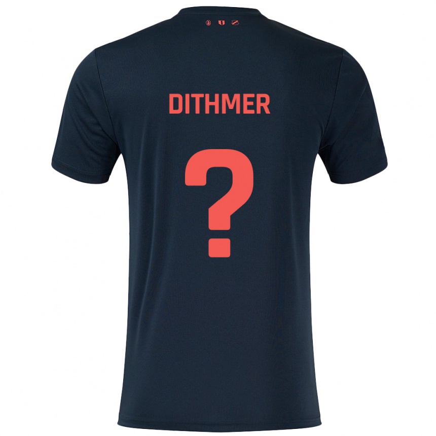 Kids Football Andreas Dithmer #0 Black Red Away Jersey 2024/25 T-Shirt Za