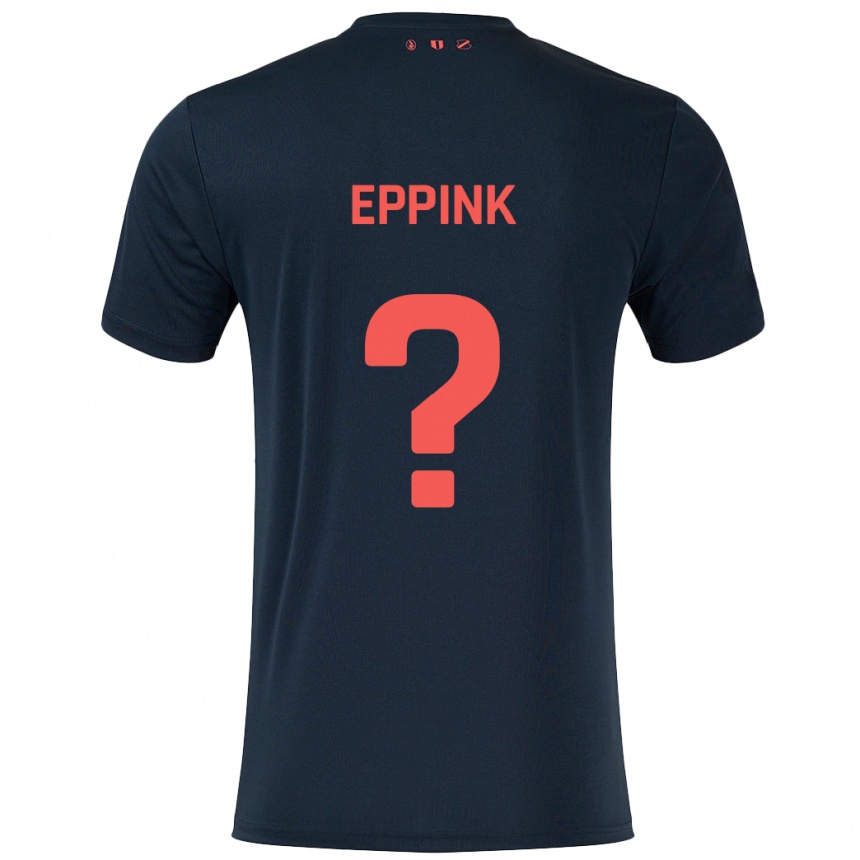 Kids Football Mees Eppink #0 Black Red Away Jersey 2024/25 T-Shirt Za