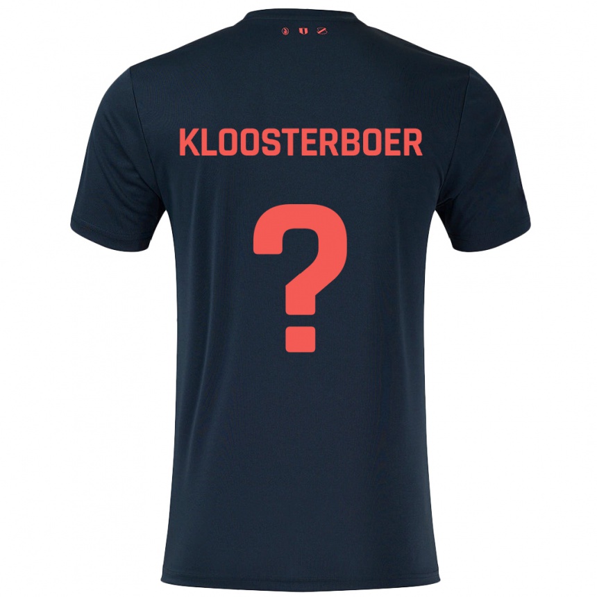 Kids Football Per Kloosterboer #0 Black Red Away Jersey 2024/25 T-Shirt Za