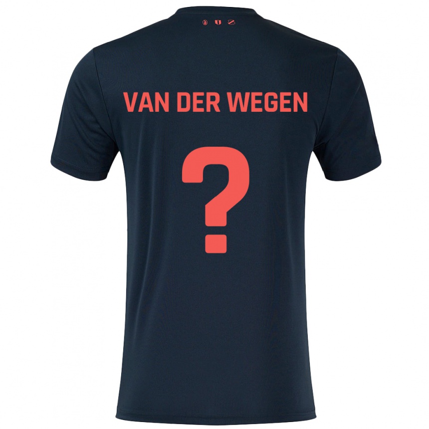 Kids Football Sil Van Der Wegen #0 Black Red Away Jersey 2024/25 T-Shirt Za