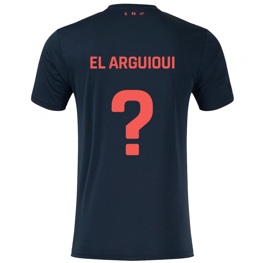 Kids Football Rafik El Arguioui #0 Black Red Away Jersey 2024/25 T-Shirt Za