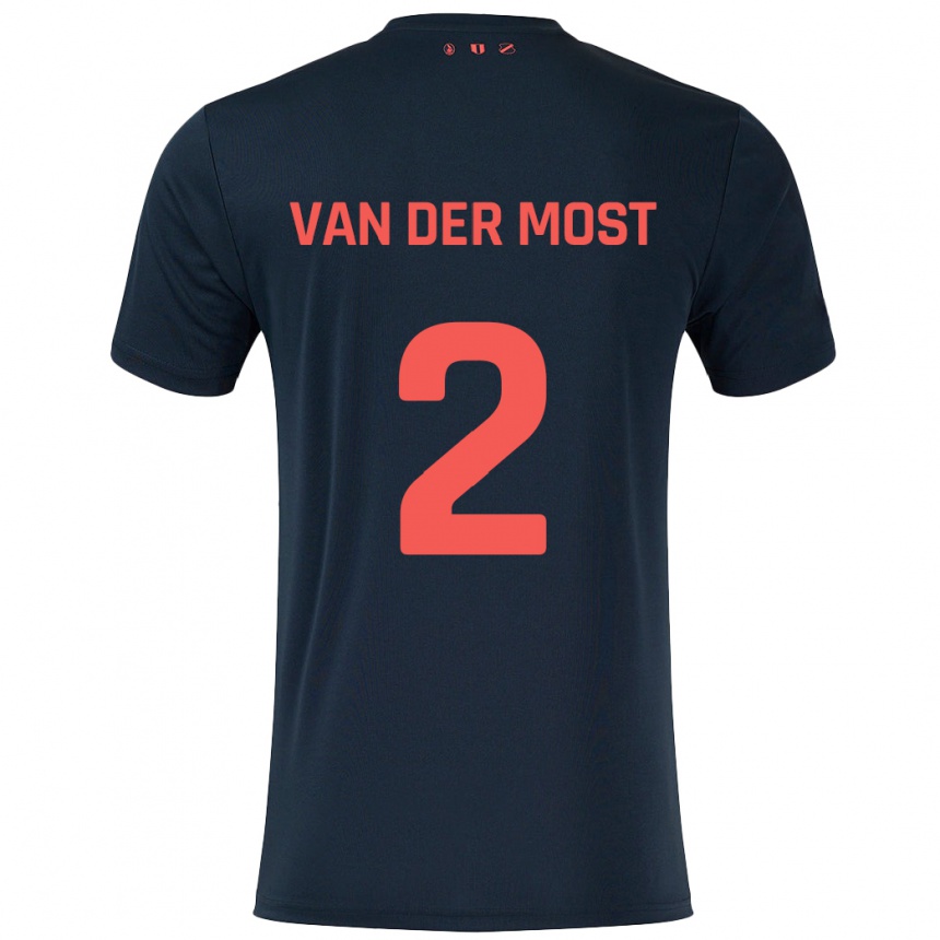 Kids Football Liza Van Der Most #2 Black Red Away Jersey 2024/25 T-Shirt Za