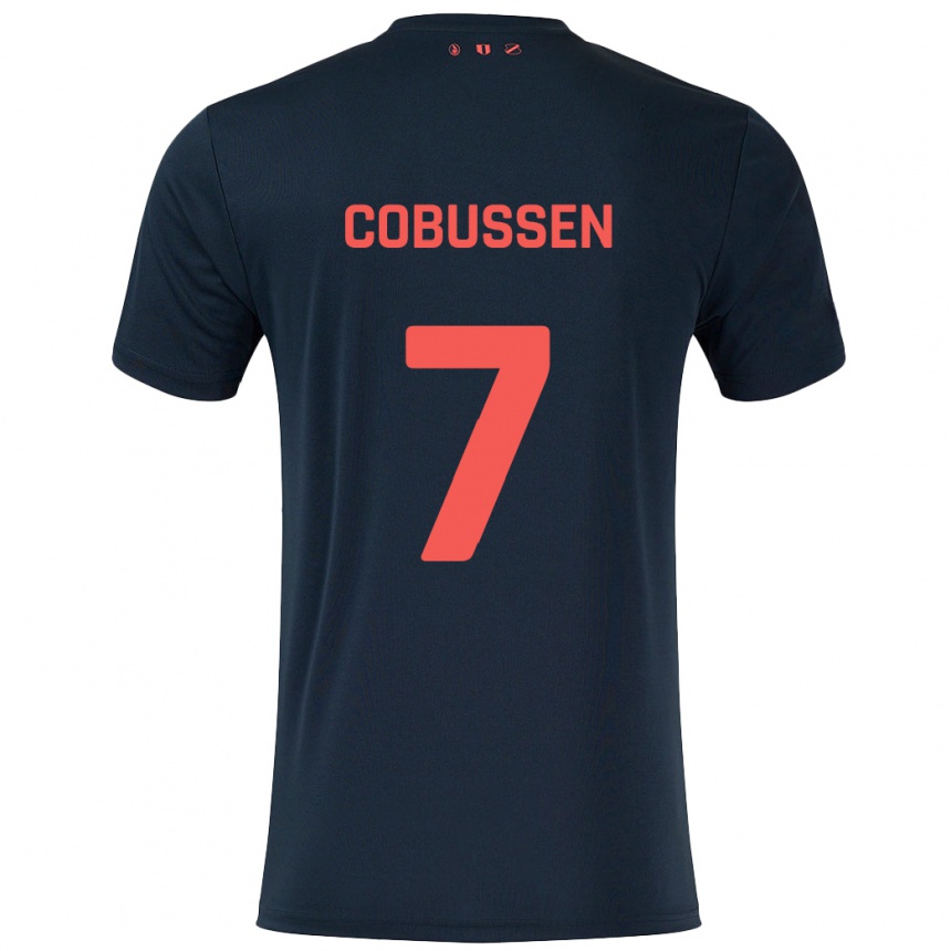 Kids Football Sophie Cobussen #7 Black Red Away Jersey 2024/25 T-Shirt Za