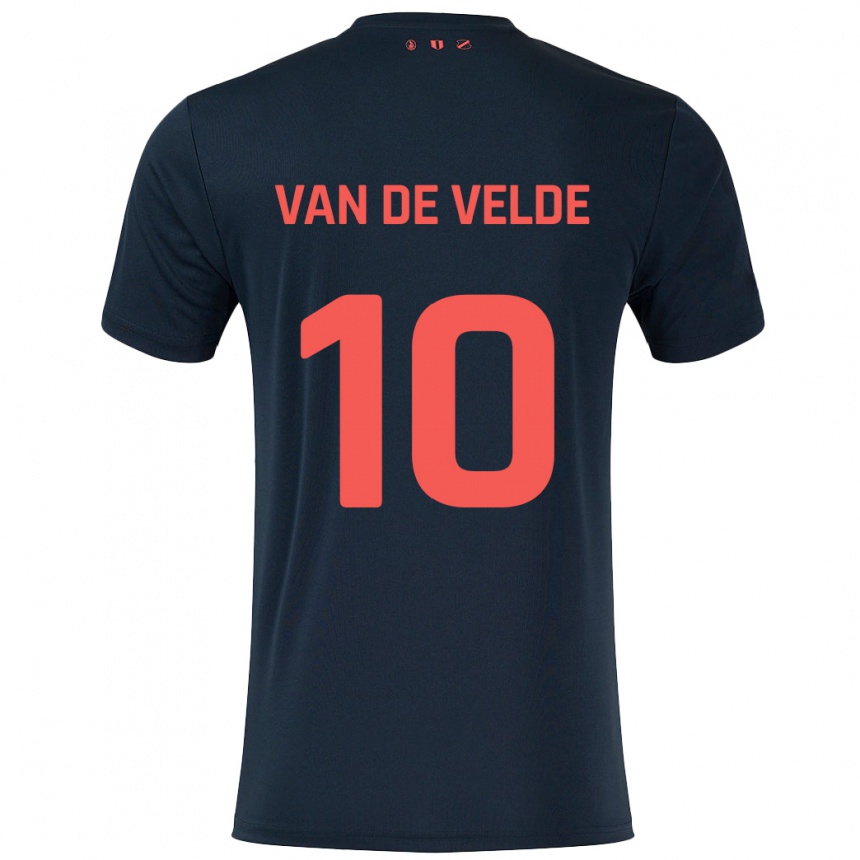 Kids Football Senne Van De Velde #10 Black Red Away Jersey 2024/25 T-Shirt Za