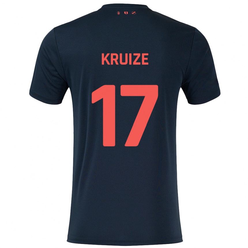 Kids Football Elisha Kruize #17 Black Red Away Jersey 2024/25 T-Shirt Za