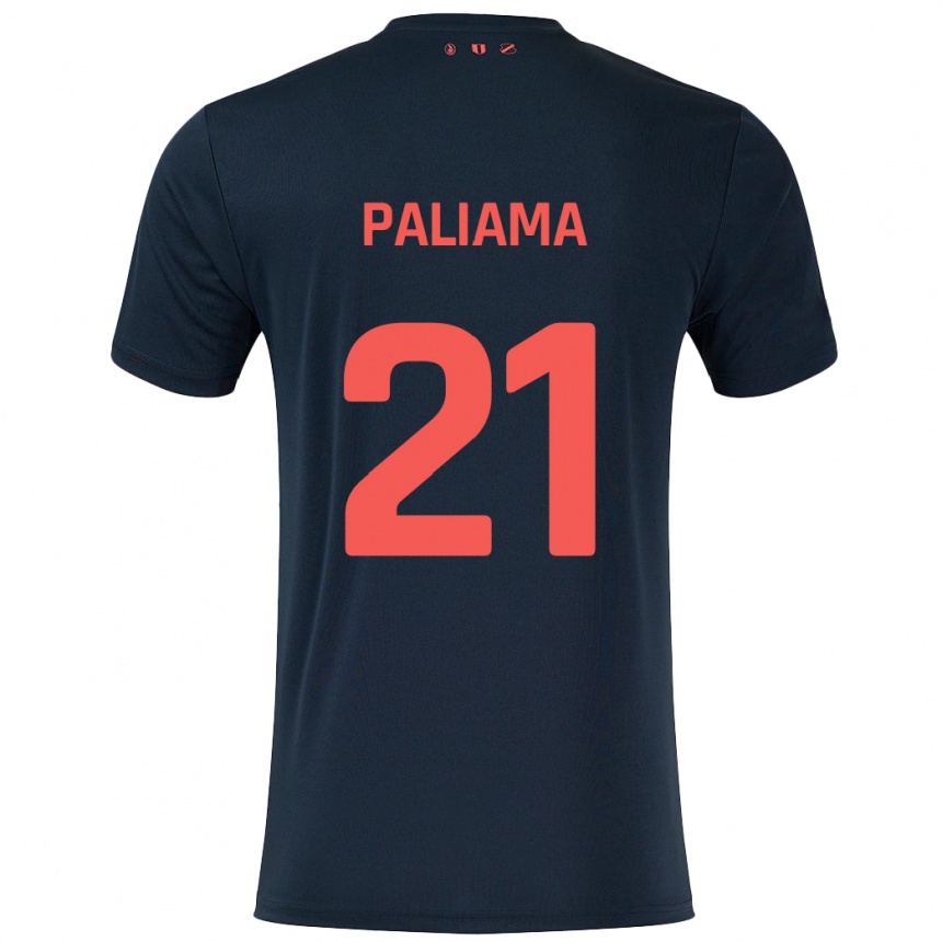 Kids Football Joni Paliama #21 Black Red Away Jersey 2024/25 T-Shirt Za