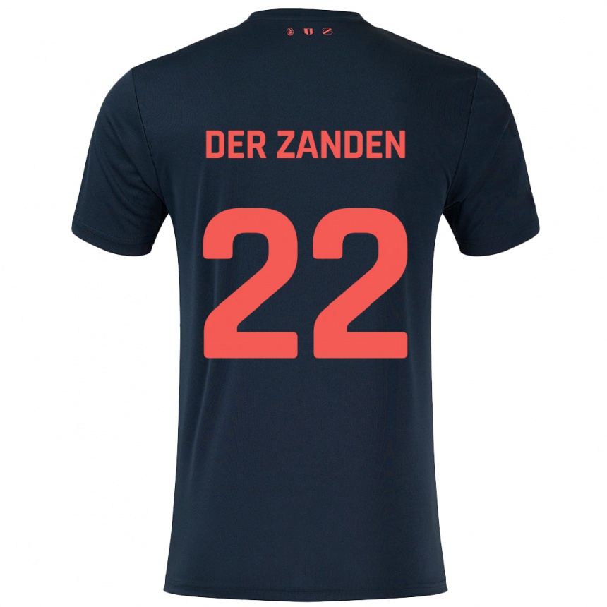 Kids Football Iise Van Der Zanden #22 Black Red Away Jersey 2024/25 T-Shirt Za