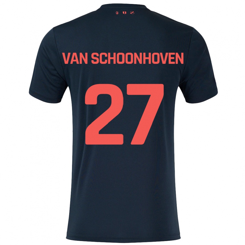 Kids Football Nurija Van Schoonhoven #27 Black Red Away Jersey 2024/25 T-Shirt Za