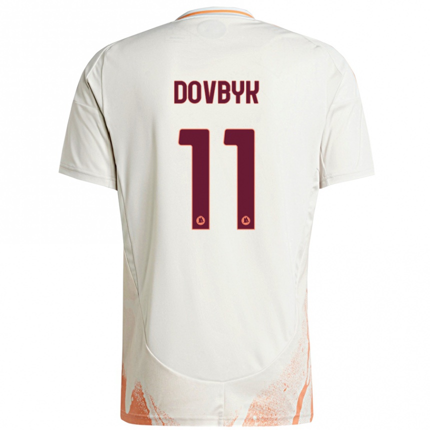 Kids Football Artem Dovbyk #11 Cream White Orange Away Jersey 2024/25 T-Shirt Za