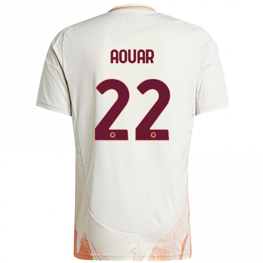 Kids Football Houssem Aouar #22 Cream White Orange Away Jersey 2024/25 T-Shirt Za